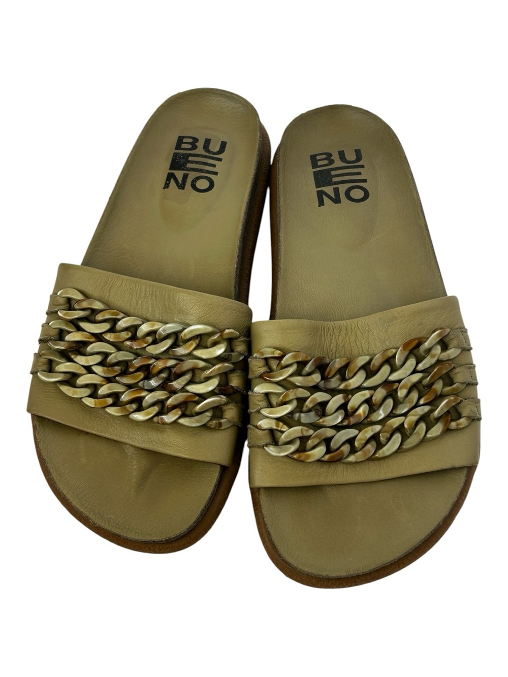 BUENO Emelia Chain Olive/ Moss Green Slide Sandals Size 40